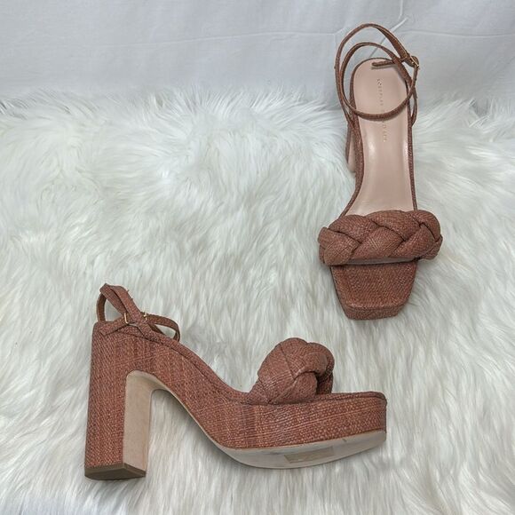 Loeffler Randall Fae Braided Raffia Platform Ankle Strap Sandals Sz 11 - Picture 2 of 7